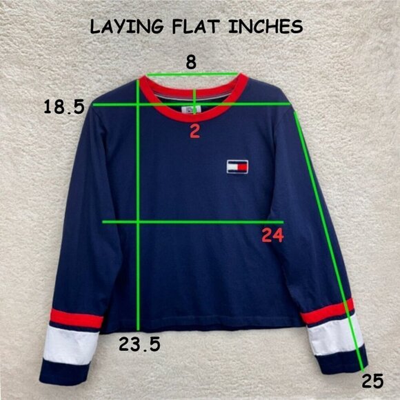 Tommy Hilfiger Denim Crop Top Pullover Crew Neck Long Sleeve Womens Blue Sze XXL - Picture 3 of 8